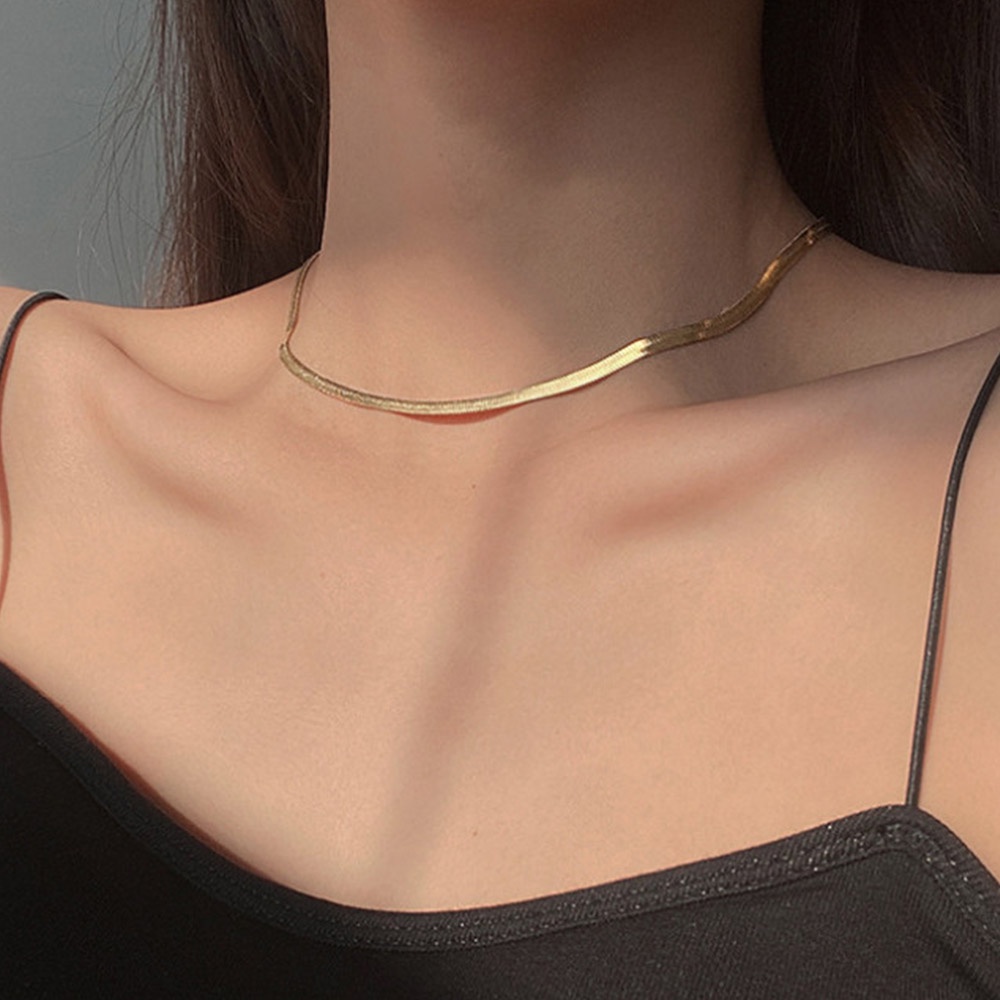 Vòng Cổ Choker Kim Loại Dạng Xích Rắn Màu Vàng Thời Trang Cho Nam Và Nữ