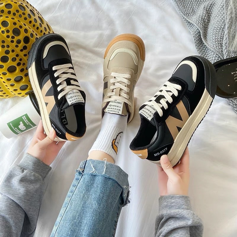 Giày thể thao nữ phối viền N mã 0577, Giày sneaker nữ thời trang cá tính