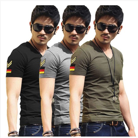 Áo phông quân hàm cổ tim thun co dãn - AP5