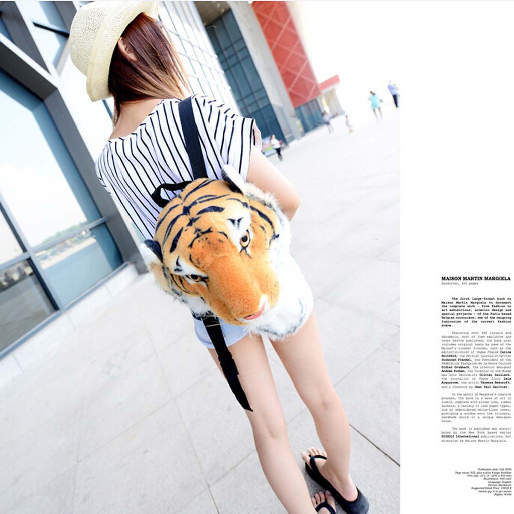 Ba lô thời trang unisex hình đầu hổ độc đáo
