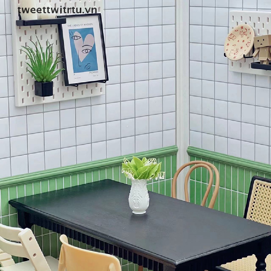 Giấy Dán Tường Giả Gạch Màu Trắng Trang Trí Nhà Búp Bê Tỉ Lệ 1: 12