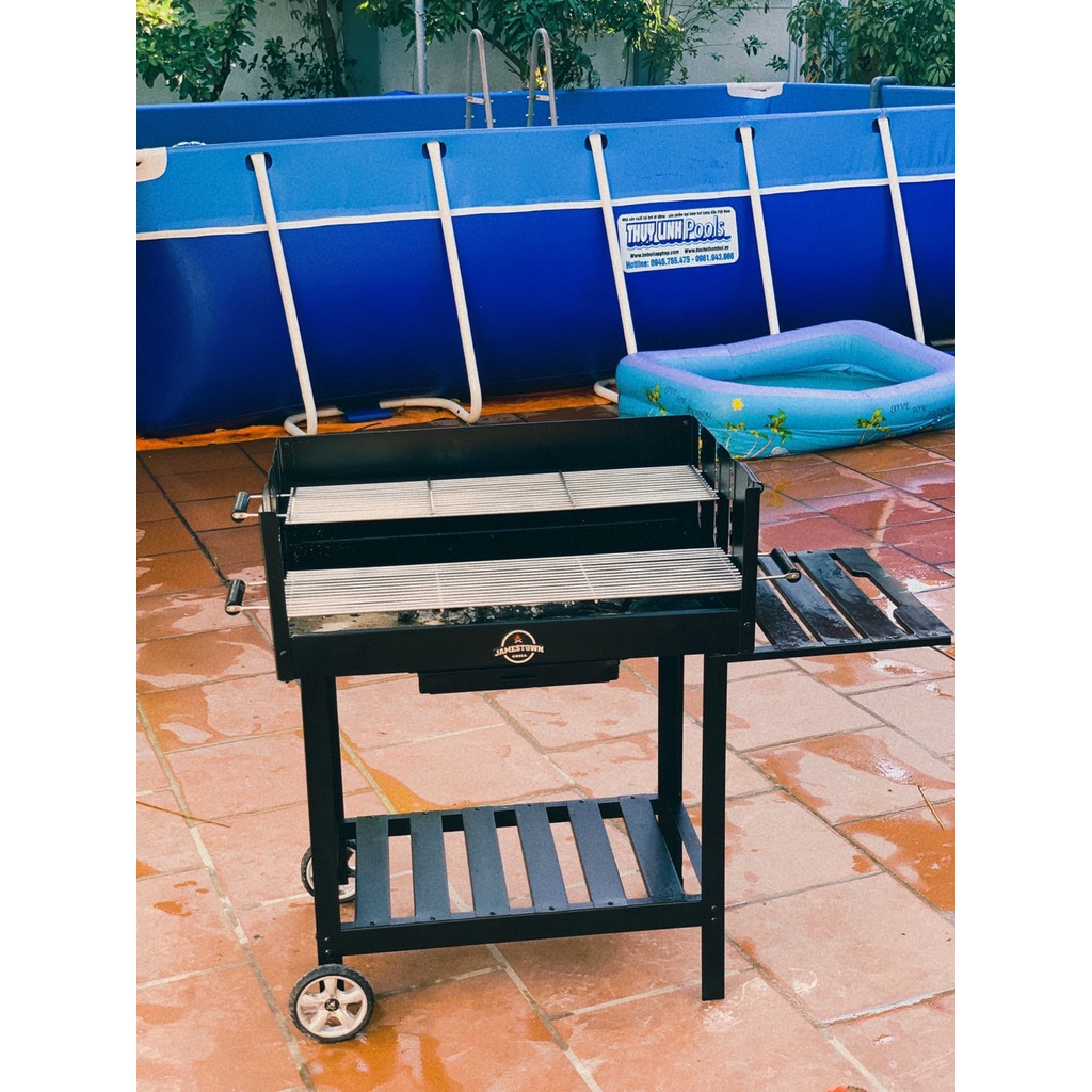 Bếp nướng than hoa đứng ngoài trời có bánh xe đẩy Jamestown ck350