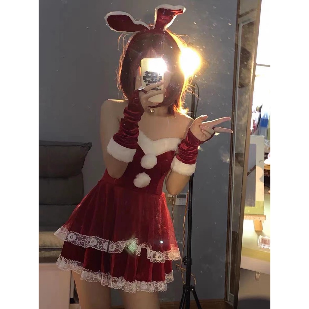 Mua Váy giáng sinh sexy cosplay thỏ bunny trang phục noel vải nhung ...