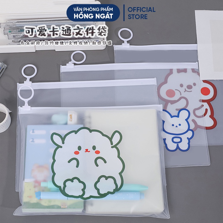 Túi đựng bút trong suốt hoạt hình, túi zip đựng bút đồ dùng học tập dễ thương phong cách hàn quốc văn phòng phẩm TB05