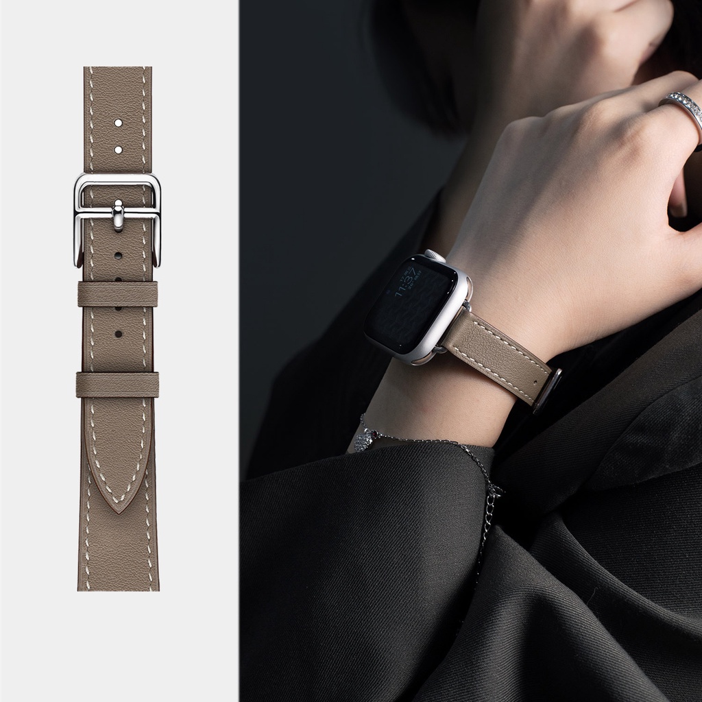 Dây Đeo Bằng Da Thật Mỏng Cho Đồng Hồ Apple Watch 45mm 41mm 44mm 40mm 38mm 42mm