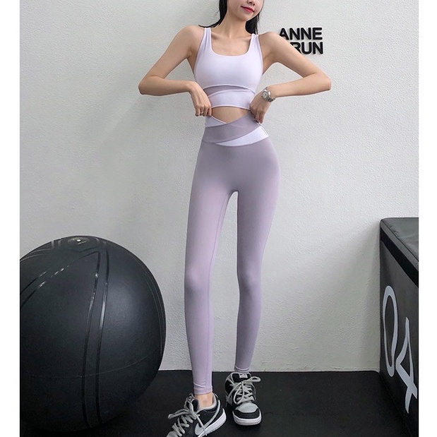 Bộ đồ tập thể thao set đồ gym tập yoga nữ thun poly co giãn cạp cao gen bụng Rẻ Đẹp Gymstore