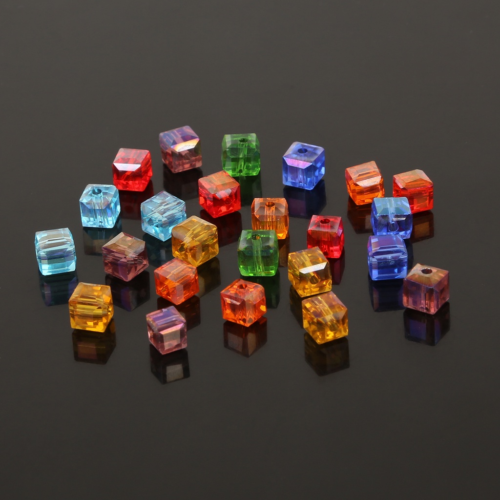 Set 50 Hạt Thủy Tinh Vuông 6mm Tự Làm Trang Sức