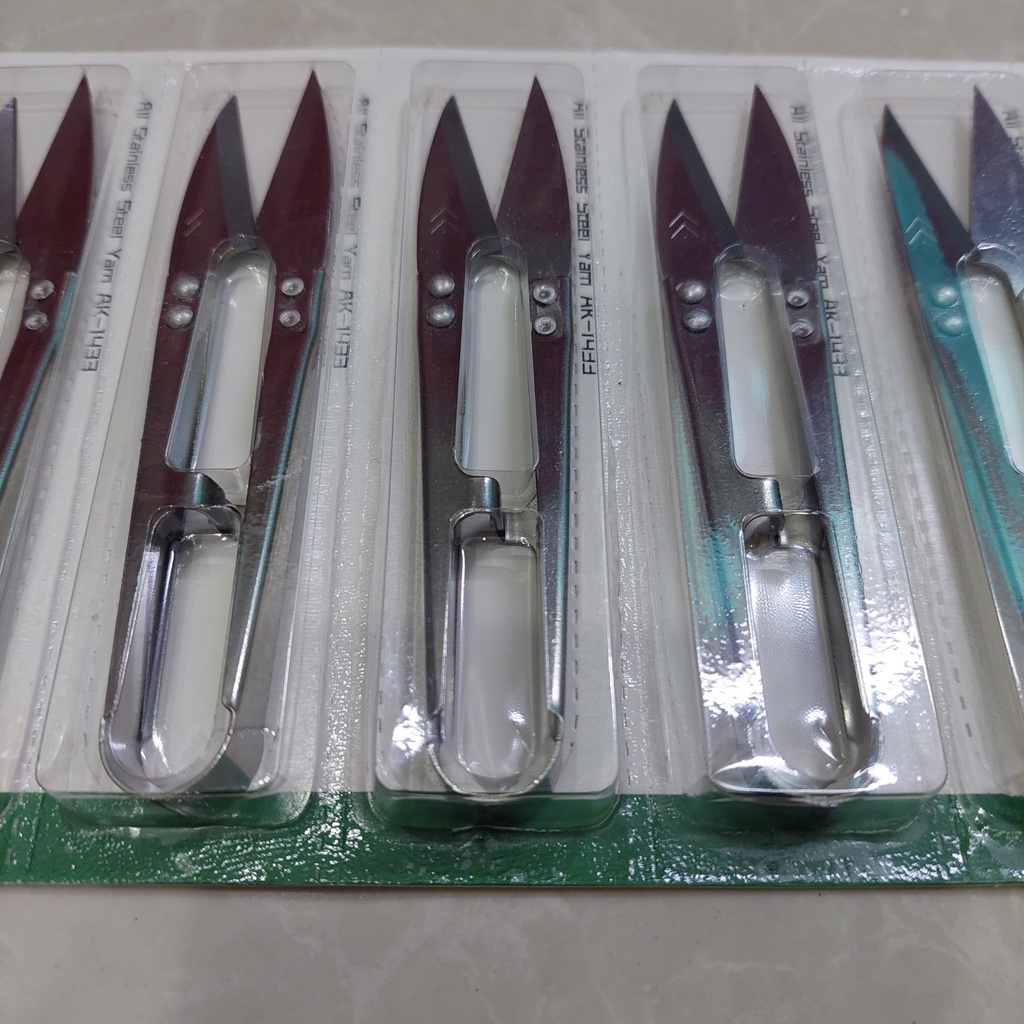 12 cây kéo bấm chỉ màu bạc- cán inox