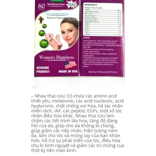 Tăng cường sinh lý Women’s Happiness hộp 60 viên