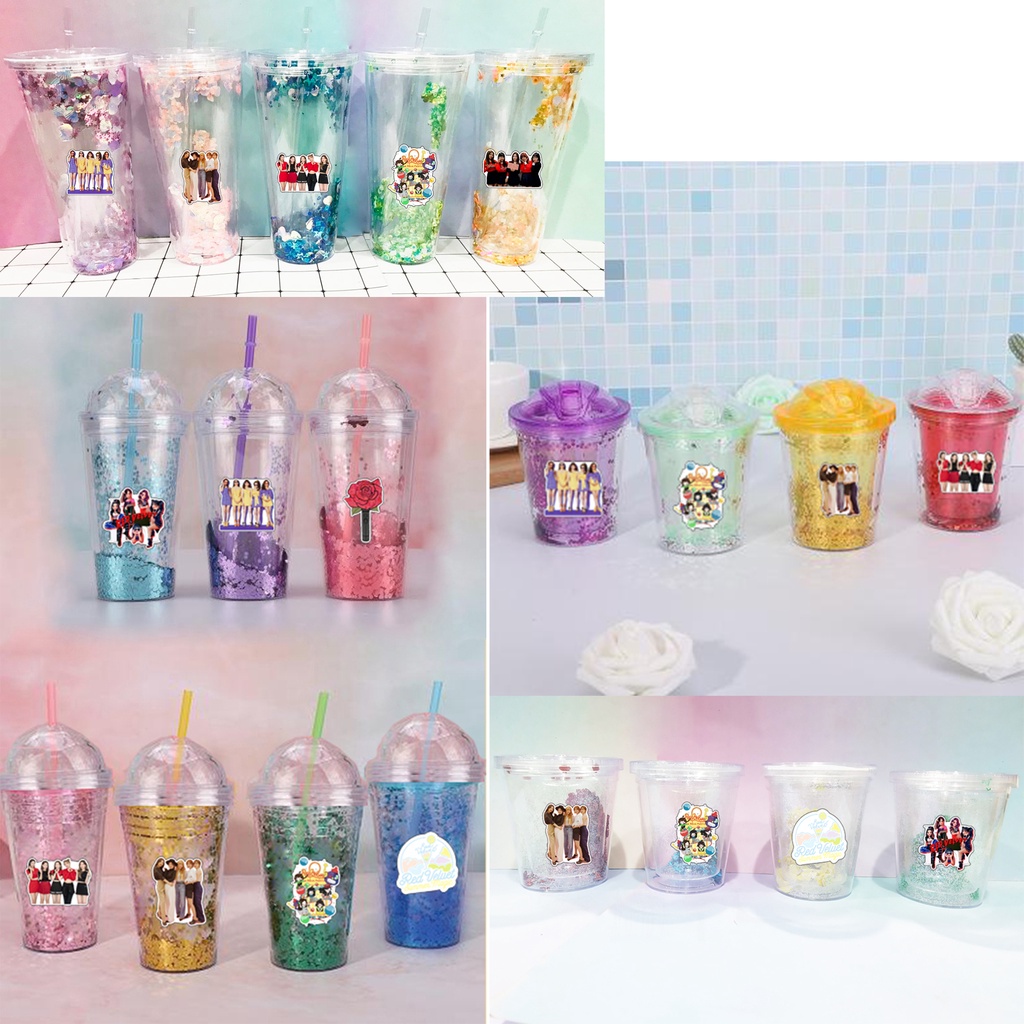 cốc 2 lớp kim tuyến GOT7 MAMAMOO ITZY RED VELVET CNKI47 cute hoạt hình idol kpop