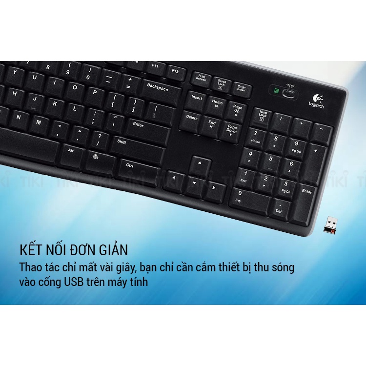 Bàn Phím Không Dây Logitech K270 Cho Máy Tính, Laptop Wireless - Bảo hành chính hãng 12 tháng