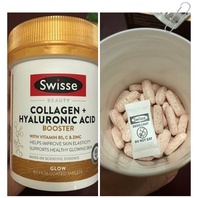Viên uống bổ sung Collagen Hyaluronic Acid chuẩn Úc có check QR Swisse Beauty Collagen + Hyaluronic Acid Booster 80 viên
