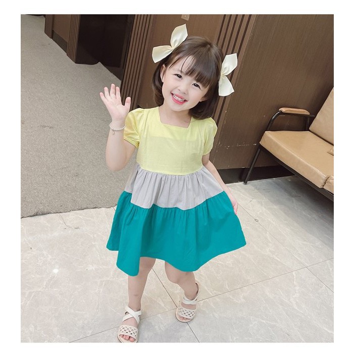 Váy chữ A phối màu cho bé