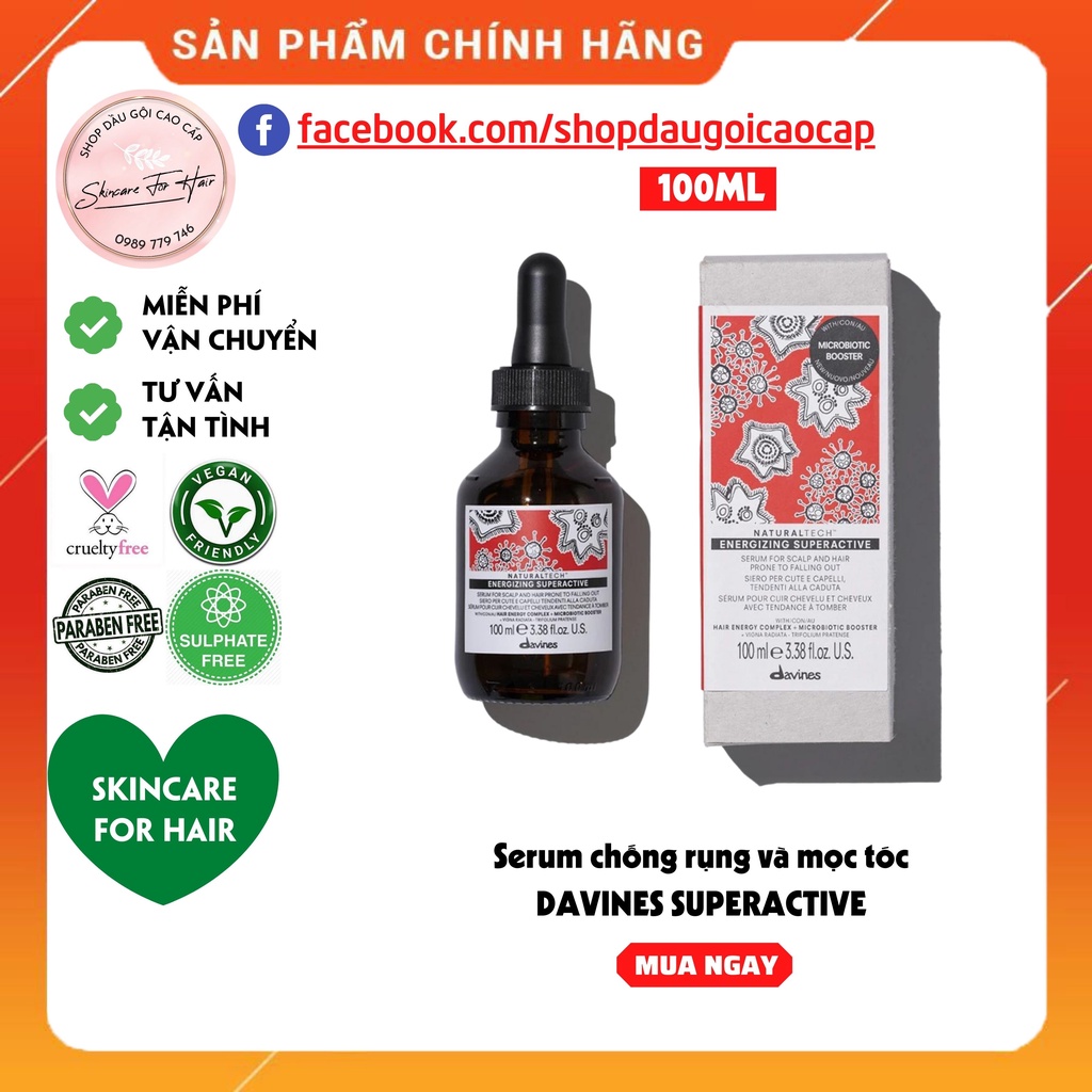 Tinh chất siêu hoạt động chống rụng, mọc tóc Davines Energizing Superactive dung tích 100ml