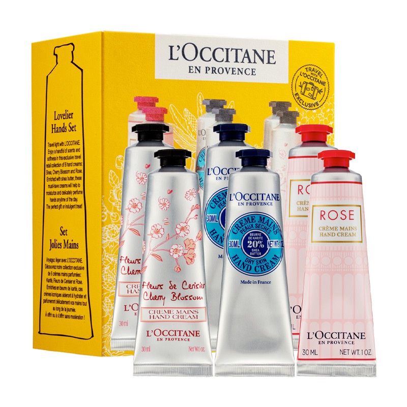 Set 6 Kem Dưỡng Da Tay L 'Occitane Chiết Xuất Bơ Hạt Mỡ * 2 Hoa Hồng * 2 30ml * 6