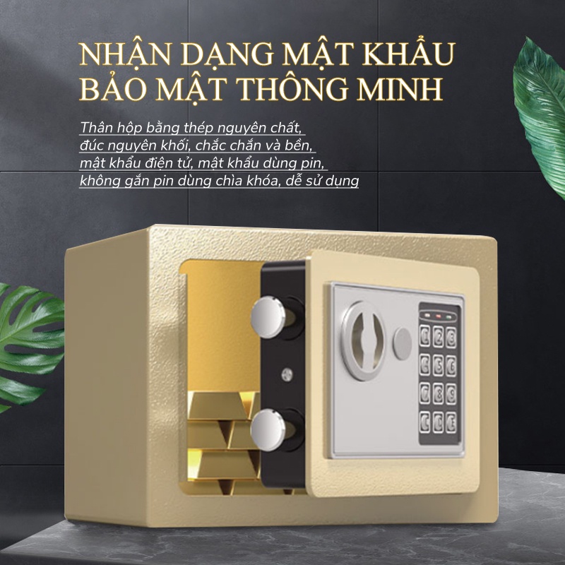 Két sắt an toàn cỡ nhỏ cho mọi gia đình-Két sắt mini khoá - HM66G