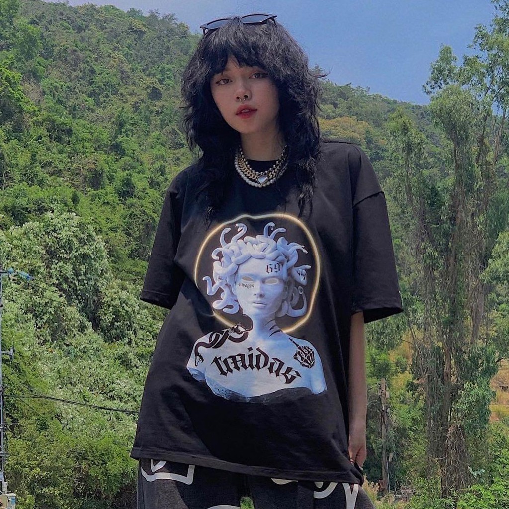 Áo thun tay lỡ,in nổi Nữ Hoàng Medusa 69 , from rộng ,chất cotton nam nữ unisex