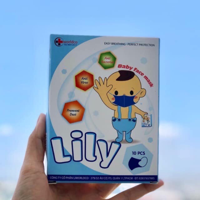 Hộp khẩu trang Lily cho bé 10 cái 5 xanh 5 hồng - Nhà Mỡ Mỡ