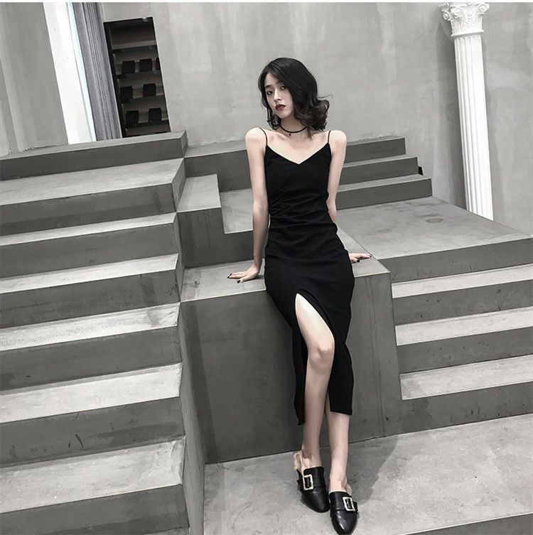 Đầm Dài Hai Dây Cổ Chữ V Xẻ Tà Quyến Rũ Cho Nữ đầm bầu váy nữ váy bé gái váy dài chân váy dài váy nữ chân váy dài