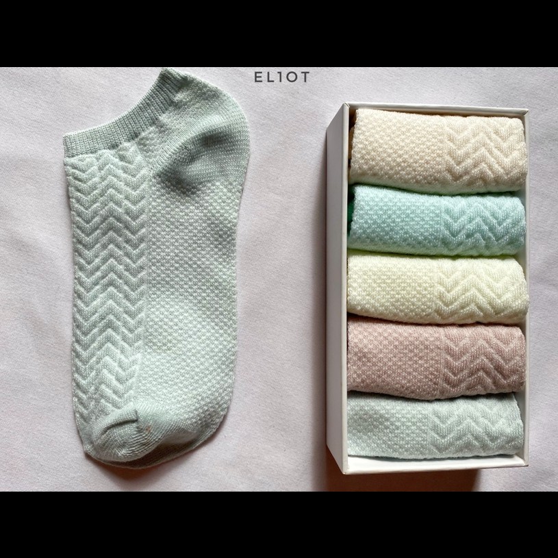 Tất, vớ ngắn cổ len vặn thừng Pastel Hàn Quốc