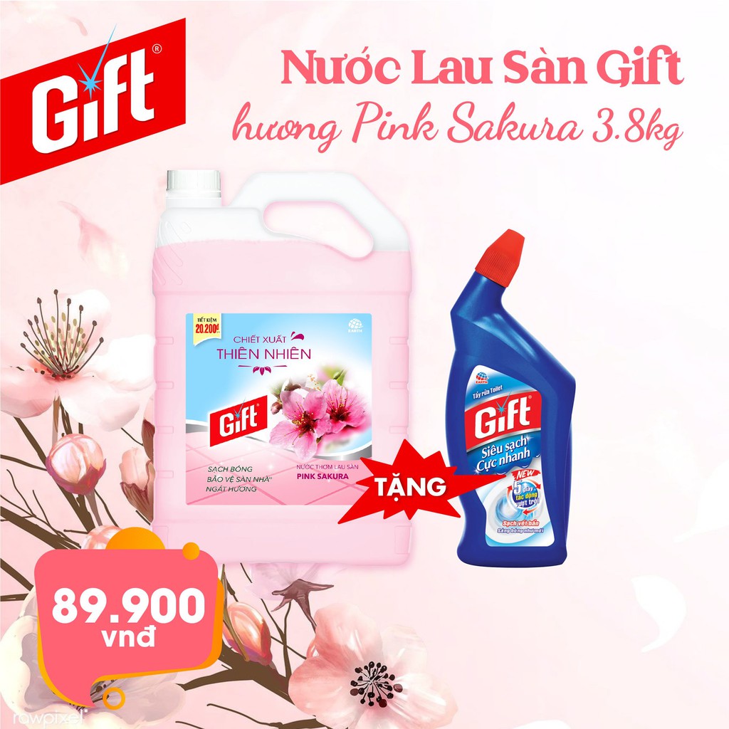 Combo Siêu tiết kiệm Lau sàn Gift 3.8 kg [Tặng 1 chai tầy toalet 600ml]