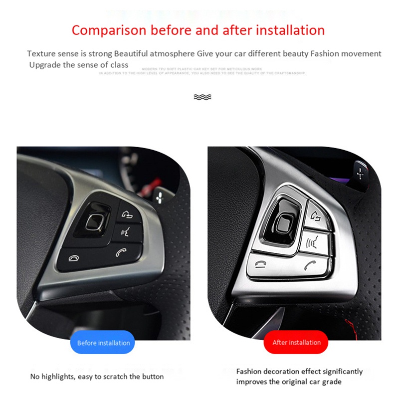 Bộ 12 miếng dán trang trí nút bấm vô lăng bằng ABS màu bạc cho xe Mercedes Benz Glc X253 2015 2016 & C W205 2014 2015