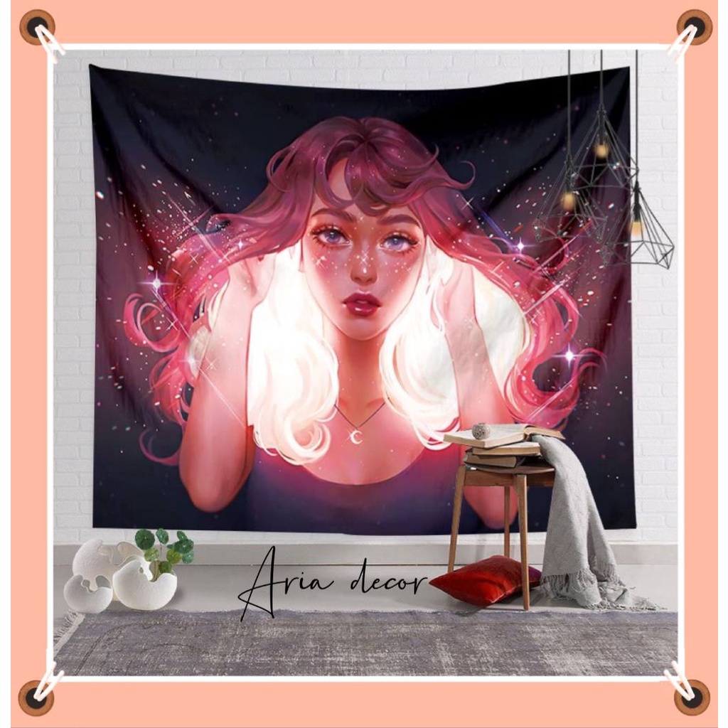 [ Quà tặng] Tranh vải treo tường Decor phong cách cô gái galaxy giải ngân hà ARIA DECOR