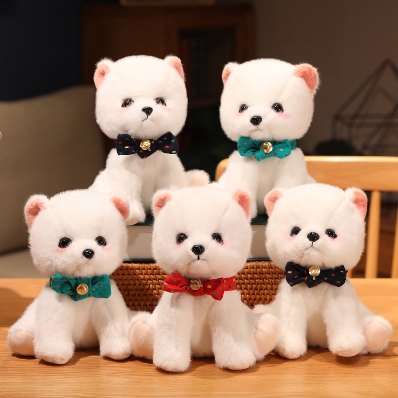 Pomeranian Puppy Doll Đồ chơi sang trọng Mô phỏng Pomeranian Puppy Doll Dễ thương Nơ buộc Cún con Quà tặng cho trẻ em gái và trẻ em Quà tặng sinh nhật Chất liệu mềm mại và thoải mái