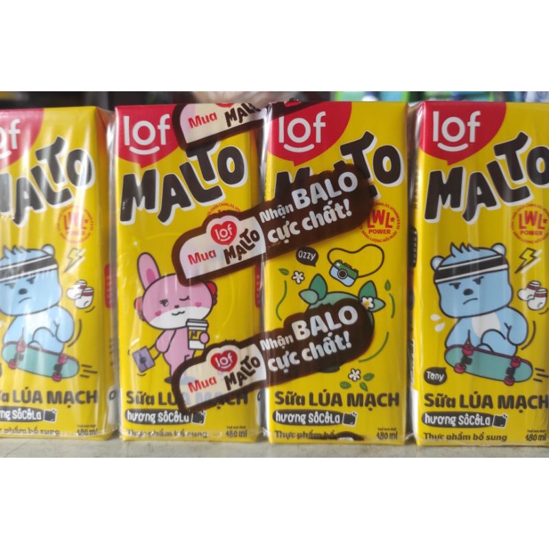 Sữa lúa mạch hương socola Malto Lof lốc 4 hộp x 180ml