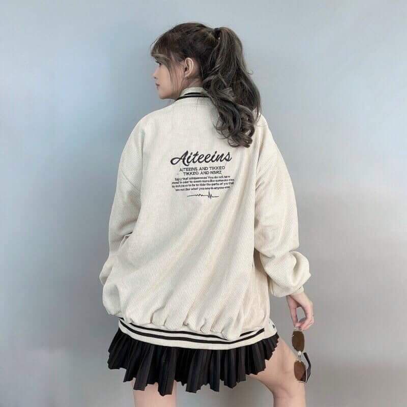 Áo Khoác Nữ,Áo Bomber TIKKER Nam Nữ Chất Nhung Tăm Unisex Freesize | BigBuy360 - bigbuy360.vn