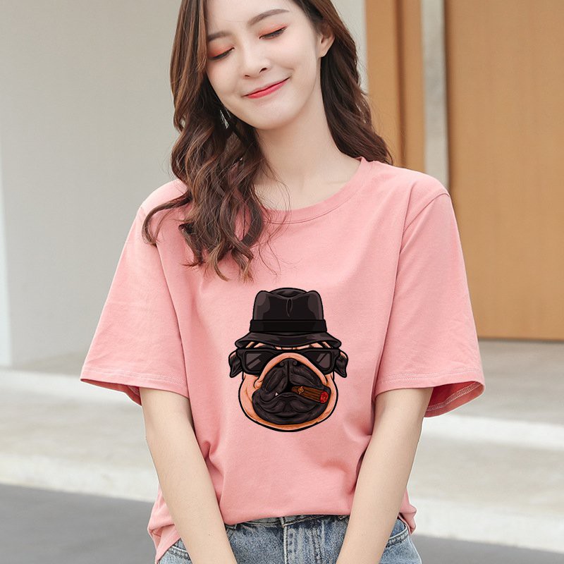 Áo Thun Tay Lỡ In Nhiệt Chó Pug Xiga phong cách Ulzzang. Unisex - Đại Siêu Thị Thời Trang