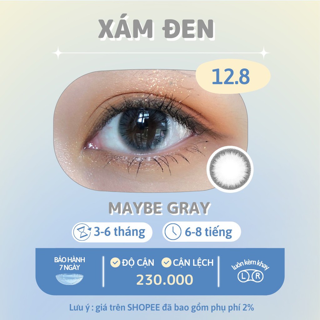 [Mã SKAMSALE8 giảm 10% đơn từ 200K] Kính áp tròng xám đen Maybe Gray chính hãng Olens | Hạn sử dụng 3-6 tháng | Lens cận