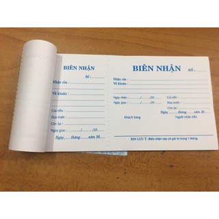 Biên nhận 1 Liên 10,5cm x 19 cm (45 Tờ)