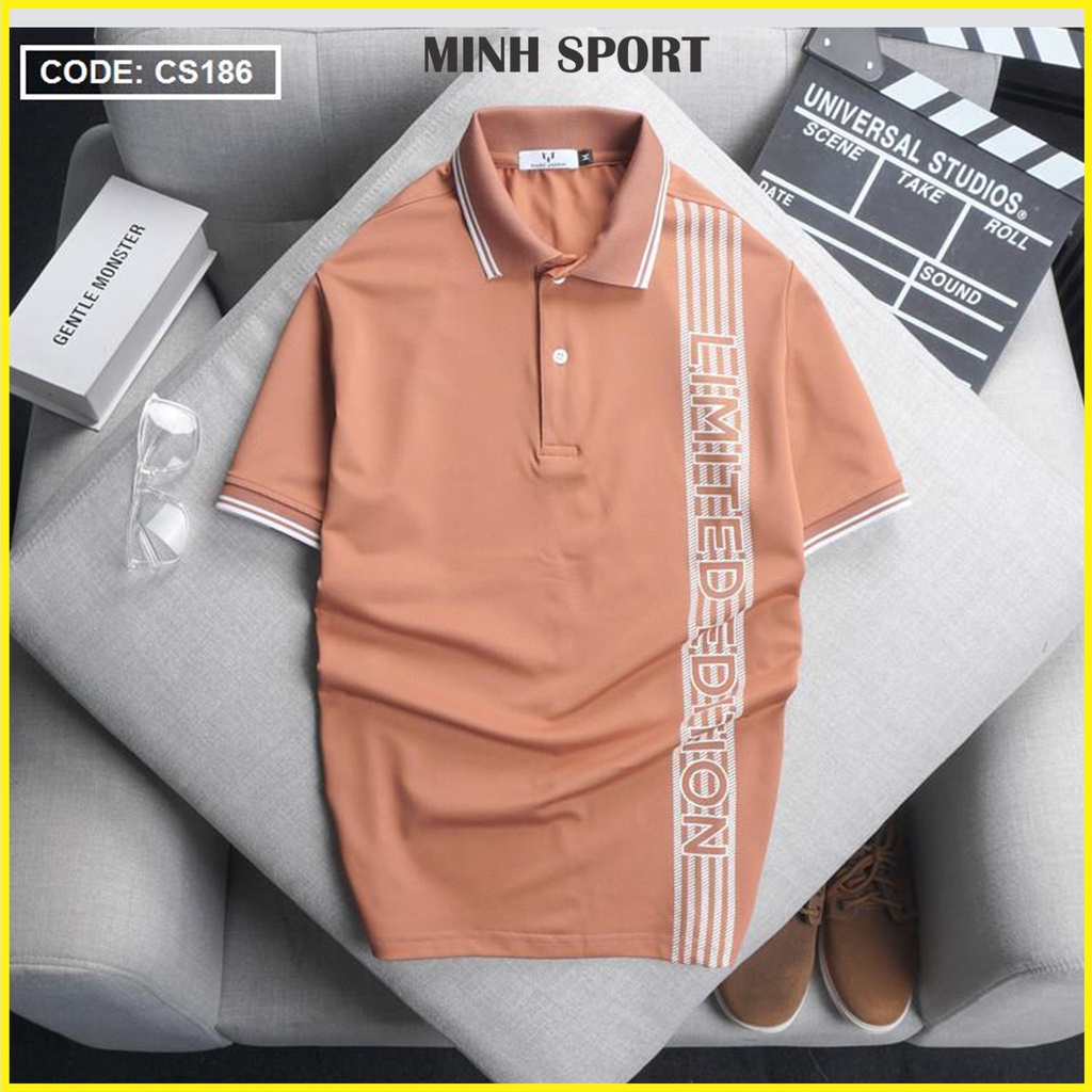 Áo Thun Polo Nam Tay Ngắn Cổ Bẻ In Họa Tiết Sọc, Chất Vải Thun Poly Thái Co Giãn Tốt, Mặc Mát mã AO.36