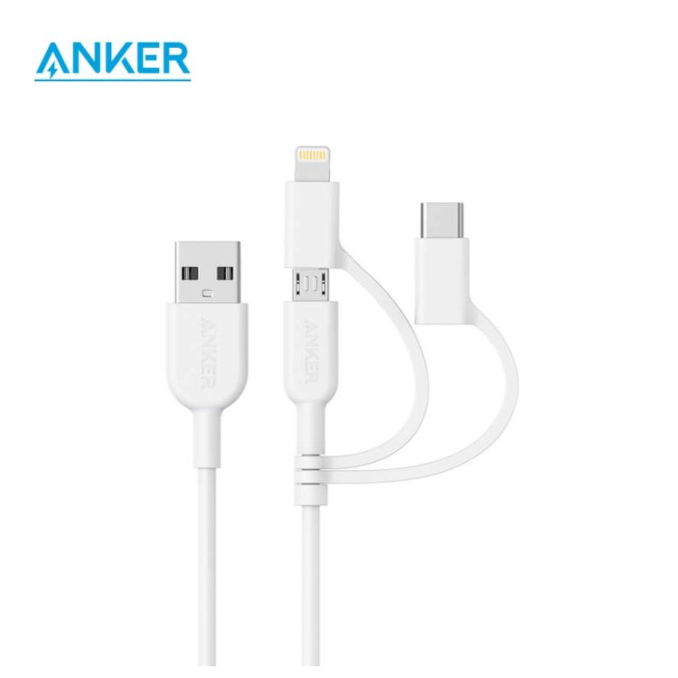 Dây Cáp Sạc 3 in 1 Anker A8436 Powerline II 0.9M Lightning - Type C - Micro USB cho iPhone Samsung Oppo bh 24th