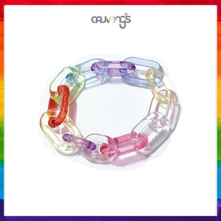Vòng tay trong suốt chất liệu Acrylic màu cầu vồng xinh xắn