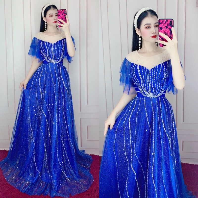 ĐẦM DẠ HỘI LƯỚI NGÔI SAO KIM TUYẾN KẾT PHale full size S /M/L /XL