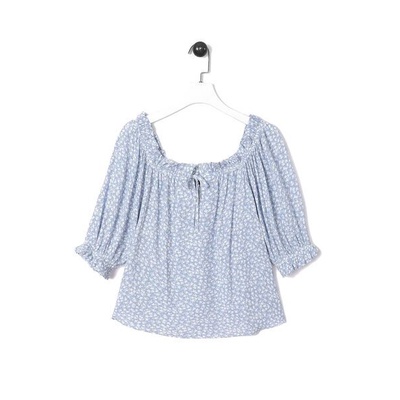 Áo xô hoa bẹt vai tay lỡ phồng F21