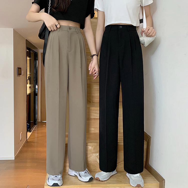 Quần lưng cao ống rộng phong cách Hàn Quốc dành cho nữ