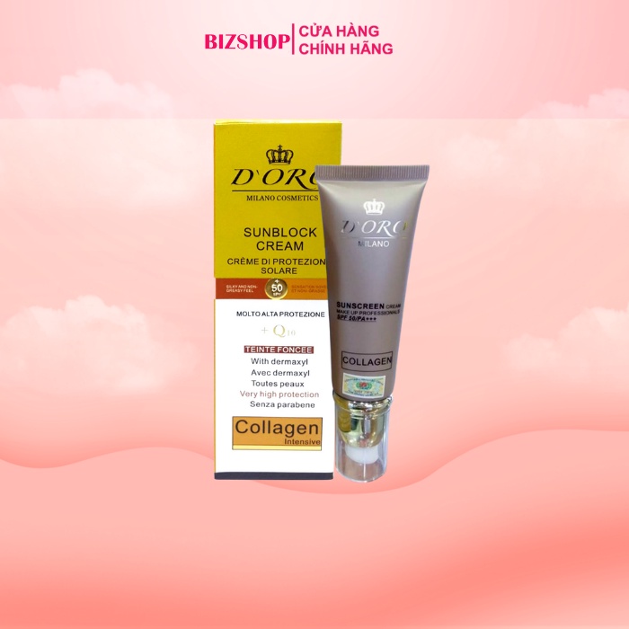 Combo 10 kem chống nắng Doro Collagen Q10 nhập khẩu chính hãng Italia SPF 50/PA+++ 50ml