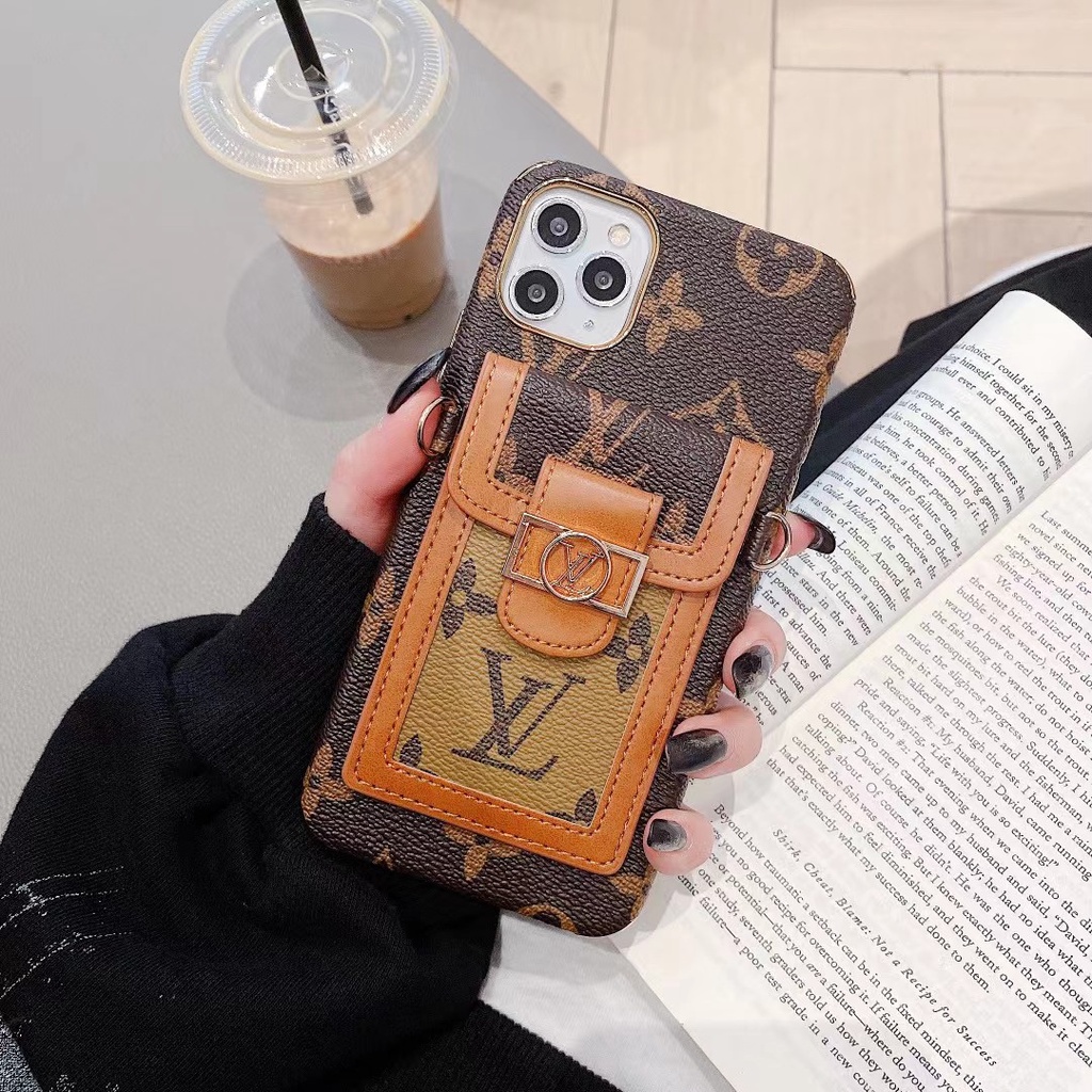 Ốp Điện Thoại Da Ngăn Đựng Thẻ/ Dây Đeo Iphone 14 13 12Pro Max 12mini Iphone 6 6s 7plus 8 + Iphone11 11pro