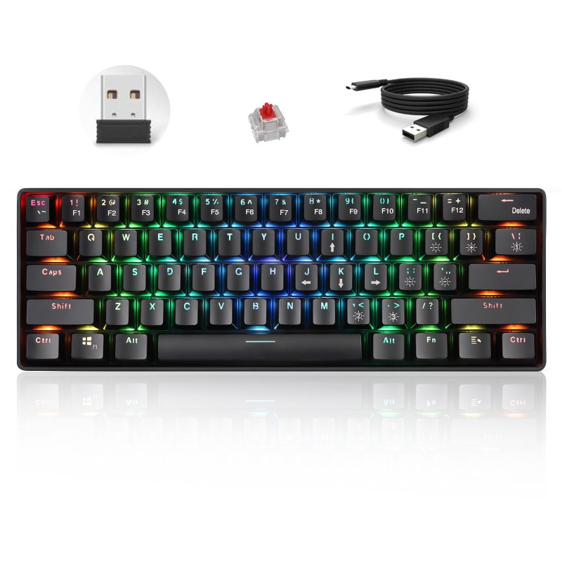 Psy Russian English Mechanical Keyboard 61 Keys USB Wired 2.4G Wireless Dual Mode Gaming Keyboards Backlight for Desktop PC Laptop