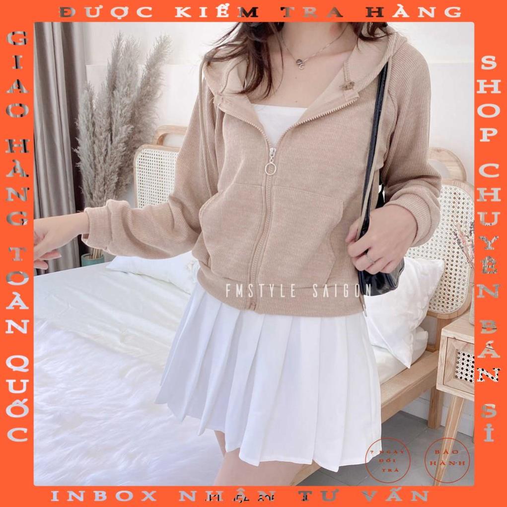 Áo khoác tay dài có nón trơn ulzzang thời trang nữ FmStyle SaiGon 21KU05A960503