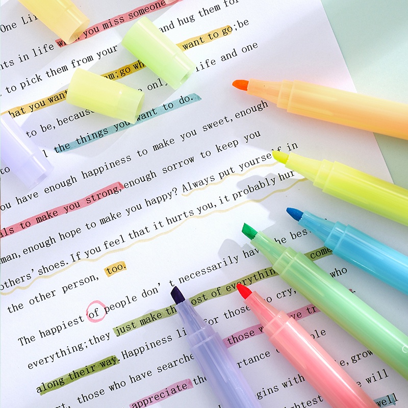 Set 6 cây bút highlight chất liệu nhựa tiện dụng