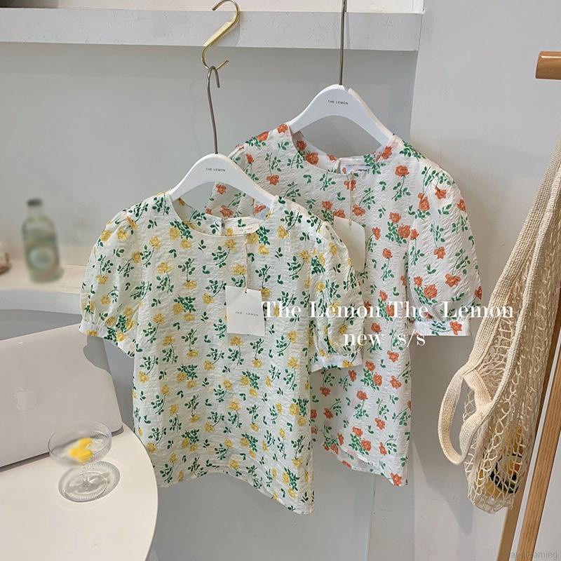 Áo Kiểu Tay Phồng Cổ Tròn Dáng Rộng In Hoa Thời Trang Cho Nữ