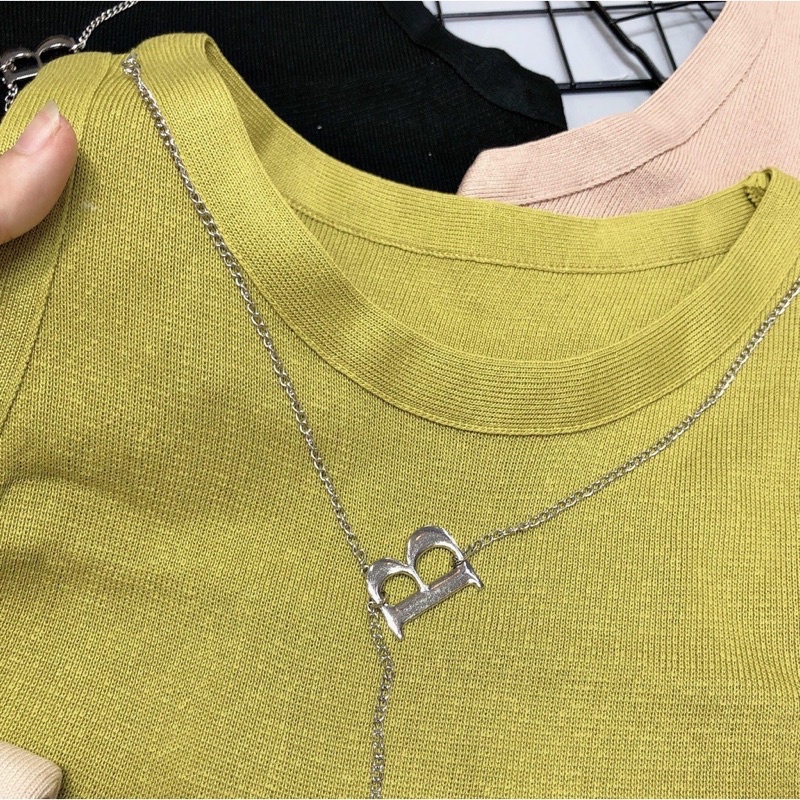Áo Ba lỗ Sát Nách Nữ Phối Vòng Cổ Chữ B Siêu Hot Chất Len Mongtoghi