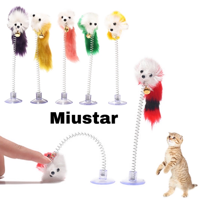 Đồ chơi mèo - chuột lò xo đế hít
