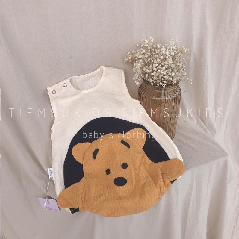 HÀNG TRẺ EM THIẾT KẾ- Body gấu dễ thương cho bé chất liệu xô muslin
