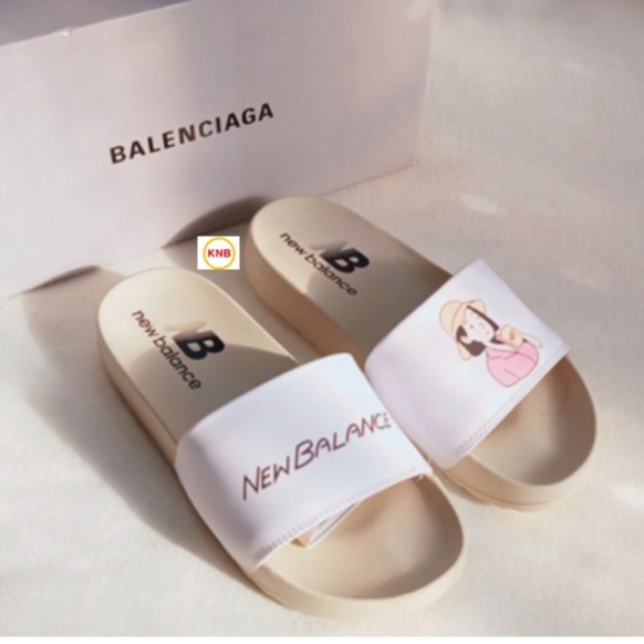 ♥️ Freeship+Ảnh Thật ♥️ Dép 𝗡𝐁 quai ngang nam nữ, dép quai ngang chàng trai cô gái, unisex thể thao màu trắng vàng