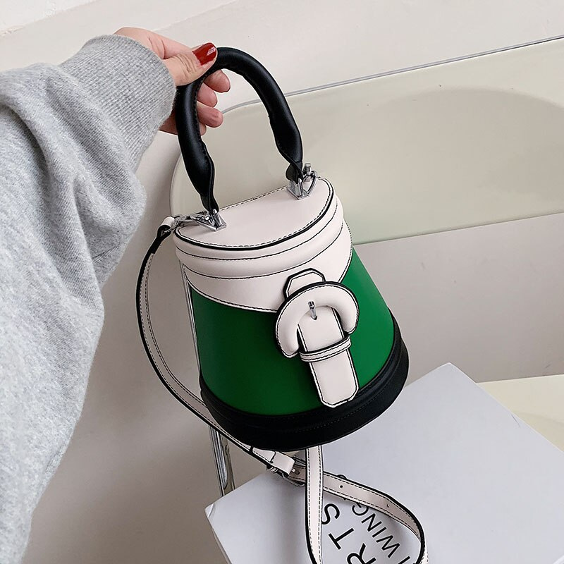 Túi xách JASMIN NOIR bằng da PU hình trụ phong cách retro thời trang giản dị cho nữ